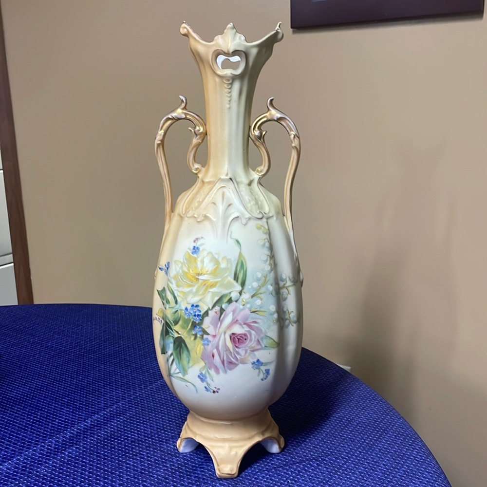 Royal Wettina Floral VASE AUSTRIA  17” TALL